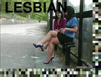 Enjoy hot lesbians in sexy stilettos walking in your fetish