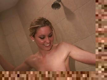 Private video hot blonde hottie girlfriend using dildo in the shower