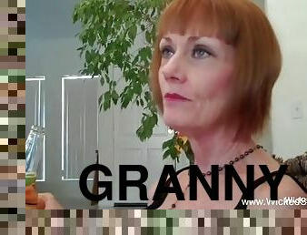 Short Haired Redhead Granny Gives Blowjob