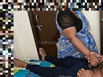 Andhra maid swathy jerking my dick while working