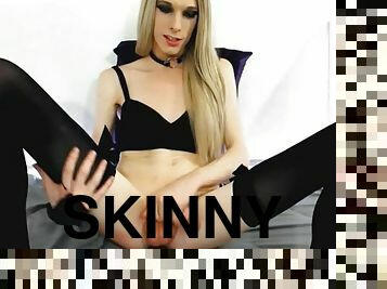 Trans skinny blonde likes pain and pleasure