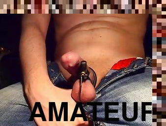 masturbation, amateur, ejaculation-sur-le-corps, jouet, bdsm