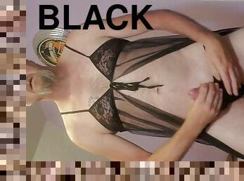 Fun in a sheer nightgown and little black panties