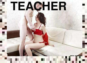 TUTOR4K. Guy told the teacher that she should spread her legs to get some money for the lesson
