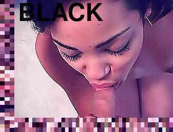 Sexy black teen deepthroats and fucks