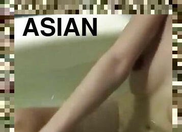 azijski, kupanje, pod-tušem