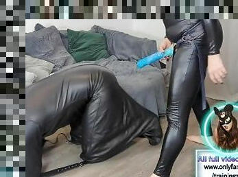 Femdom Bitchsuit Pegging Huge Strapon Strap On Leather Bondage Rough BDSM Chastity FLR Dominatrix