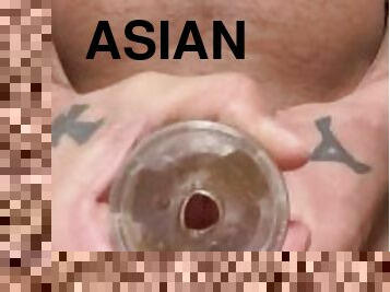 asiatisk, gammal, amatör, mogen, cumshot, blandade-raser, leksak, ung18, sprut, äldre