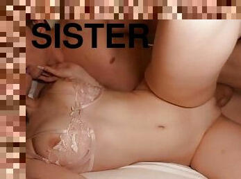 Step sibling fantasy: Stepsister surprises stepbrother with a late-night blowjob and creampie