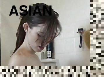 asiatique, baignade, gros-nichons, chatte-pussy, lesbienne, ados, décapage, seins, parfait, douche