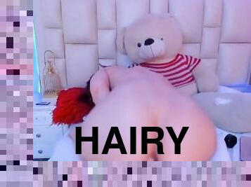 Redhead otaku with a big butt and pale skin fucks her hairy pussy in search of orgasm