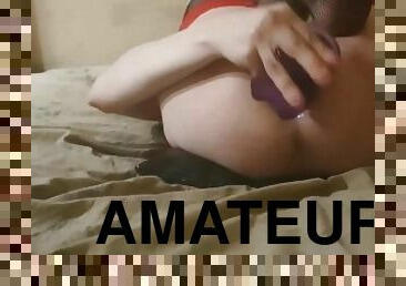 masturbation, russe, amateur, anal, maison, secousses, pute, gode, solo