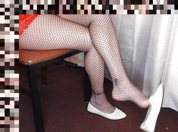 meia-calça, lésbicas, mulher-madura, preto, pés, rede-de-pesca, fetiche, branco, fléxível, pernas