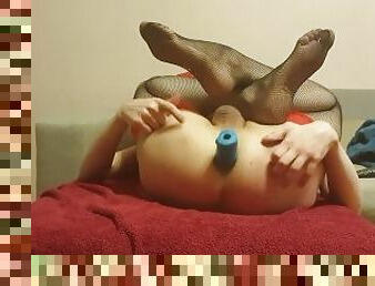 Sasha Earth crossdresser have anal sex with dildo toy