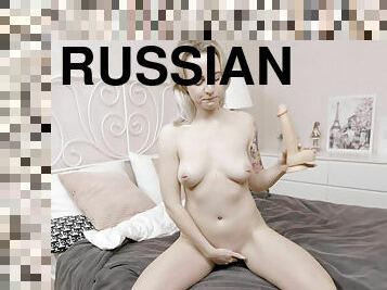 Solo diligent masturbation from Russian teen Hanna Rey