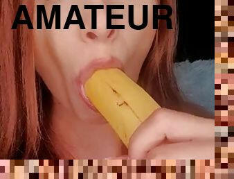 amateur, fellation, latina, fellation-profonde, fétiche, banane