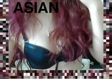 asiatique, chatte-pussy, amateur, babes, rousse, bas, lingerie, webcam, parfait, petits-seins