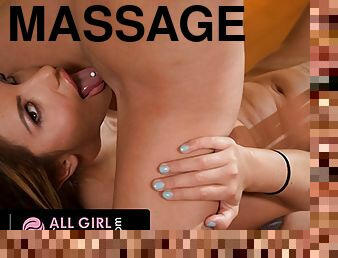 ALL GIRL MASSAGE - Busty Masseuse August Ames Is Facefucked By Hot Client During Free Tits Massage