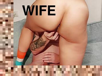 traseiros, esposa, amador, babes, mulher-madura, cozinha, fudendo, tatuagem, posando