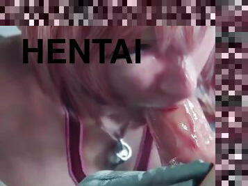 ekstrem, deepthroat, pov, cum, anime, fantasi, hentai