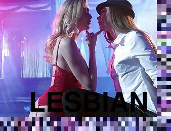 Sensual lesbian pussy licking and fingering with sexy Elena Koshka