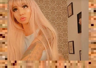 Beautiful Pink Haired Babe Fucks Herself - busty tattooed blonde slut on webcam