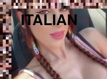 gros-nichons, public, milf, pornstar, voiture, italien, seins, clignotant