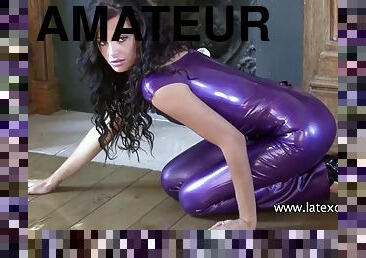 amateur, latex, brunette