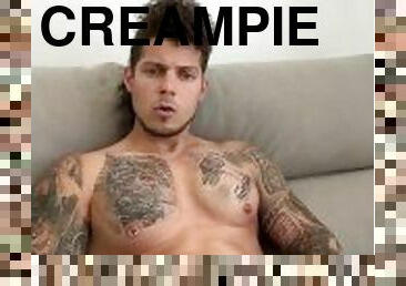 beule-schuss, homosexuell, wichsen, creampie, beule, fetisch, allein, tattoo