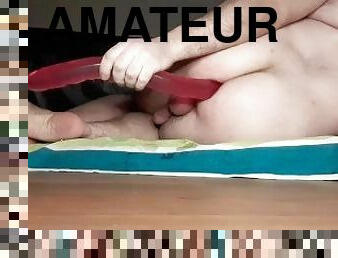 amatör, anal, gay, knubbig, dildo, ensam