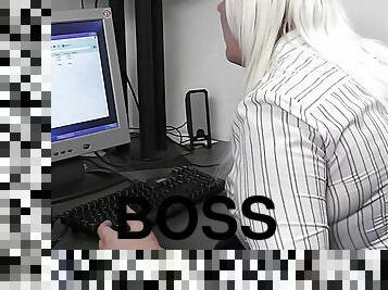 Boss bangs fat office blonde secretary after titjob