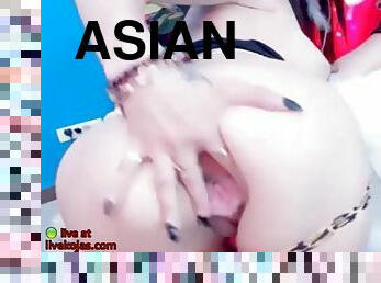 Asian naughty camgirl bates in stockings