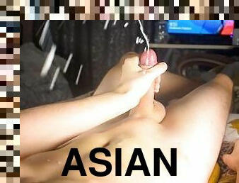 asiatique, masturbation, amateur, ejaculation-sur-le-corps, ados, gay, branlette, secousses, jeune-18, ejaculation