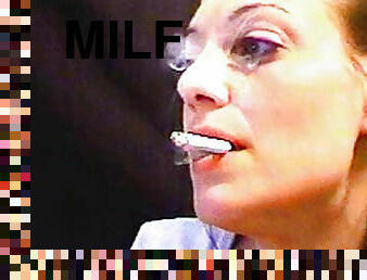 Milf smokes on webcam