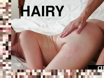 Hairypussy girl with medium tits gets ass fucked by her lover