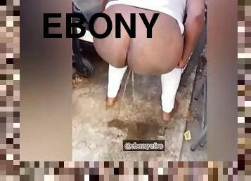 Ebony Babe First Time Peeing Outdoors