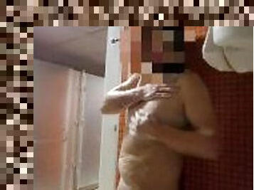 Jerk off in gym public shower