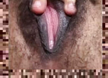 peluda, masturbação, cona-pussy, amador, ébona, preto, dedos, apertado, pequeno, fecho