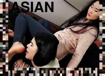 asiático, lésbicas, gay, pés, fetiche