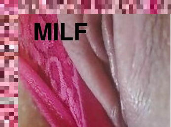 Milf teasing pussy,  extremely close up