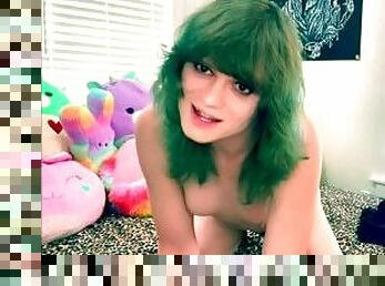 POV Cute green haired Trans Girl gives you humiliating SPH after Tinder Date.