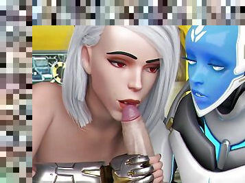 Ashe &amp; Echo twin blowjob for a light boner