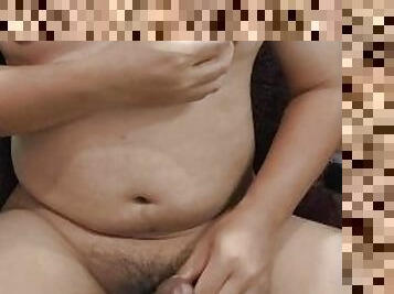 asiático, masturbação, amador, tiro-ao-alvo, gay, punheta, bochechuda, excitante, sozinho, urso