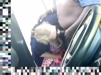 Horny Big Tits SSBBW Blonde Milf Gives Blowjob Outdoor, Outside Car (Public Jerking Off  Inside Car)