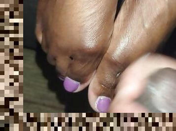 Drenched Her Toes With Warm Cum