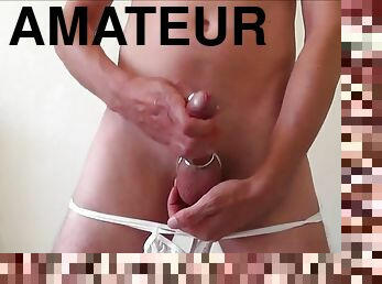 masturbation, maigre, amateur, ejaculation-sur-le-corps, gay, culotte, solo