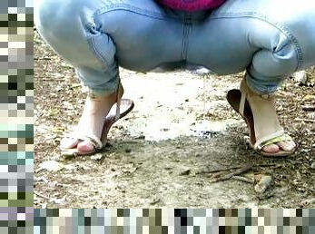 pisser, public, amateur, naturel, fétiche, solo, jeans