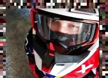 Horny guy jerking off in my Motocross MXHELMET