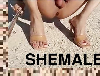 Beautiful shemale walks naked in high heels delicious ass and hot legs enjoy it
