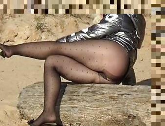 cul, en-plein-air, collants, public, amateur, compilation, black, cam, plage, voyeur